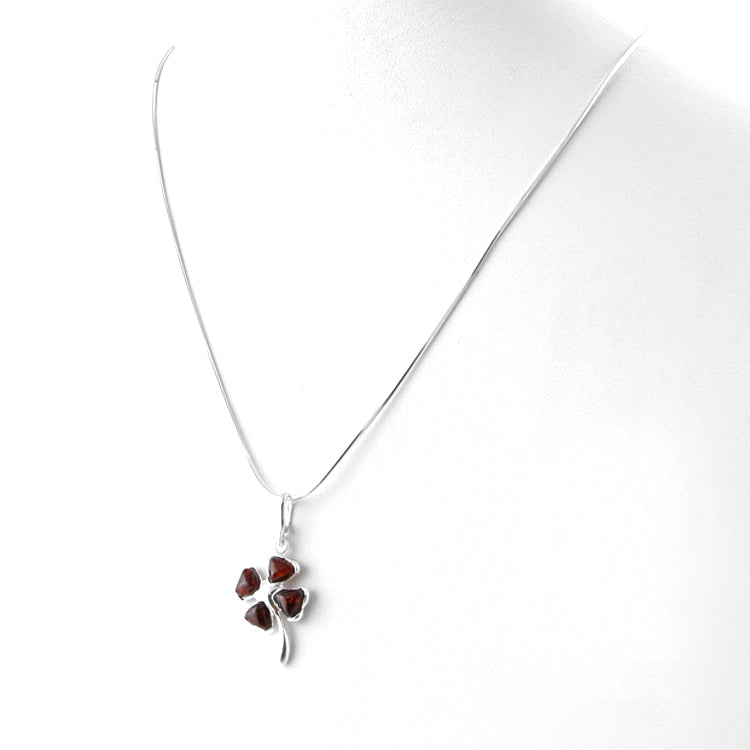 Lucky Amber Shamrock Pendant