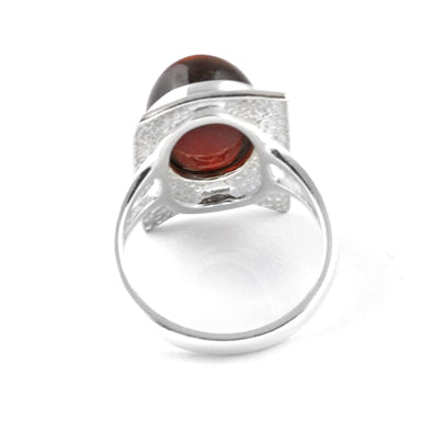 Oval Gets the Square Cherry Amber Ring