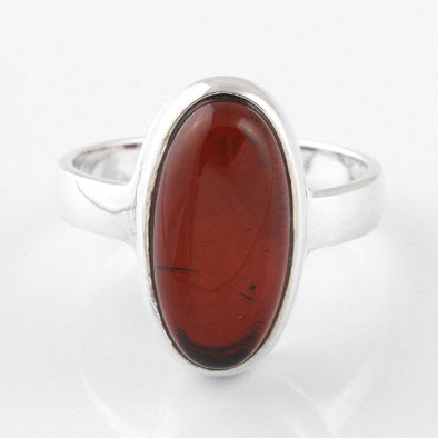 Simple & Classic Cherry Amber Oval Ring