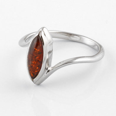 Elegant Cognac Amber Marquise Ring