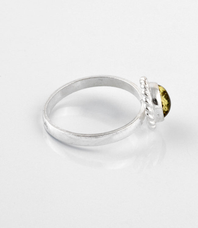 Small & Dainty Green Amber Ring