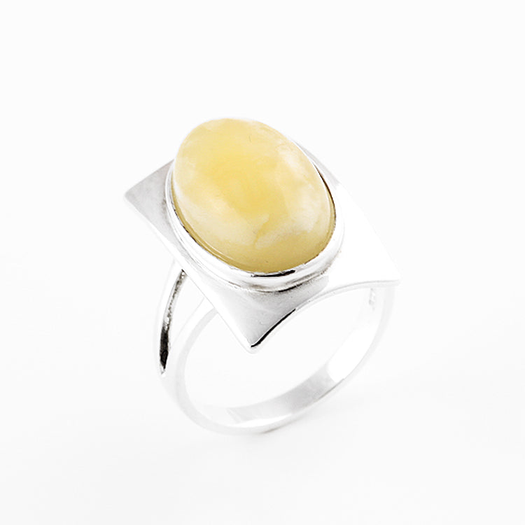 Modern Yellow Butterscotch Amber Ring