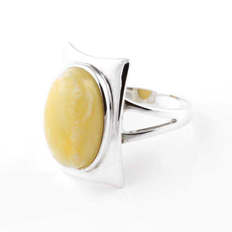 Modern Yellow Butterscotch Amber Ring