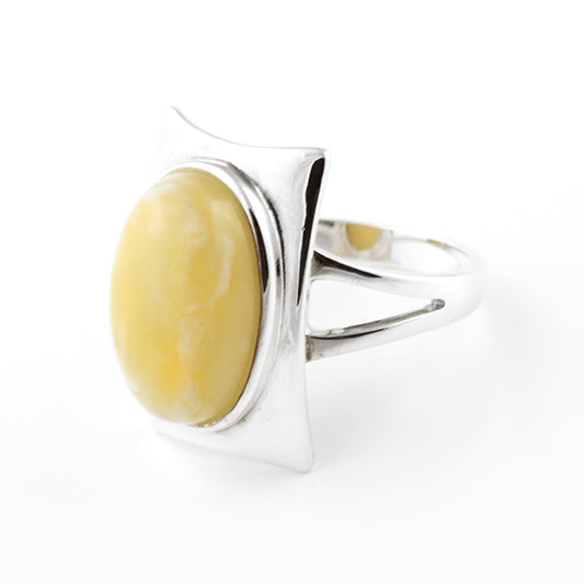 Modern Yellow Butterscotch Amber Ring