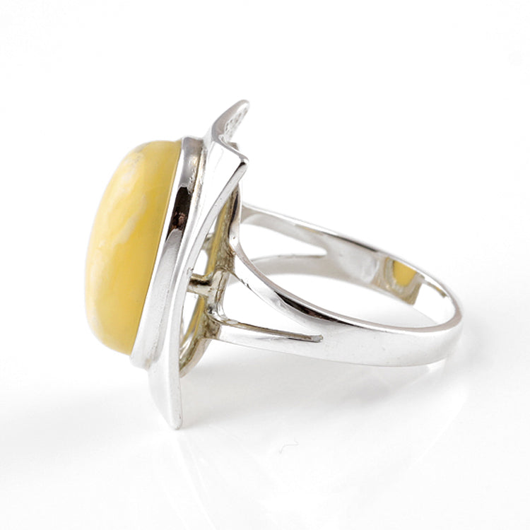Modern Yellow Butterscotch Amber Ring