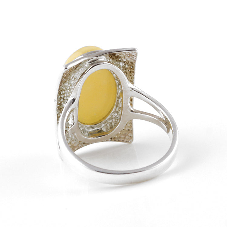 Modern Yellow Butterscotch Amber Ring