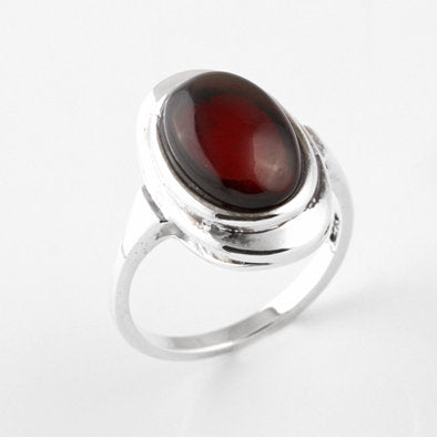Elegant Oval Cherry Amber Ring