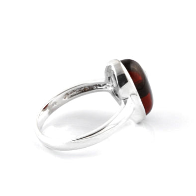 Oval with Silver Accent Cherry Amber Ring