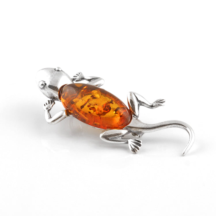 Cute Honey Amber Gecko Pin