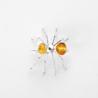 Cute Honey Amber Spider Pin