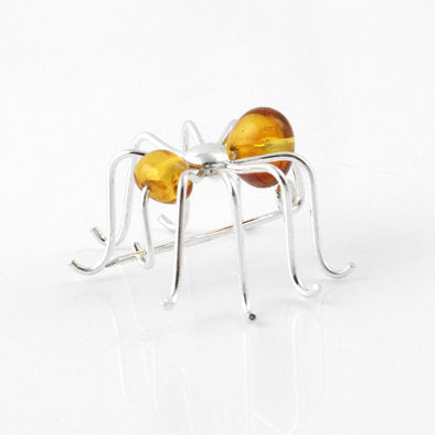 Cute Honey Amber Spider Pin