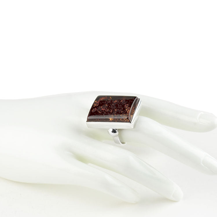 Giant Trapezoid Unisex Amber Ring