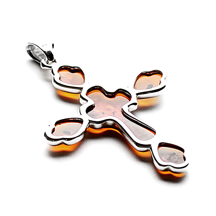 Unisex Honey Amber Cross Pendant