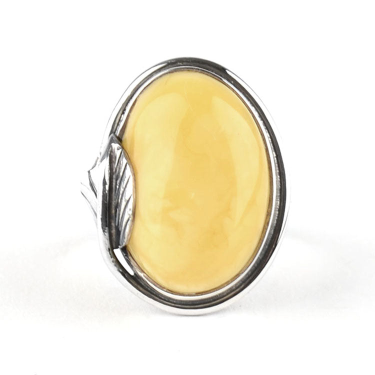 Butterscotch Amber & Silver Ring