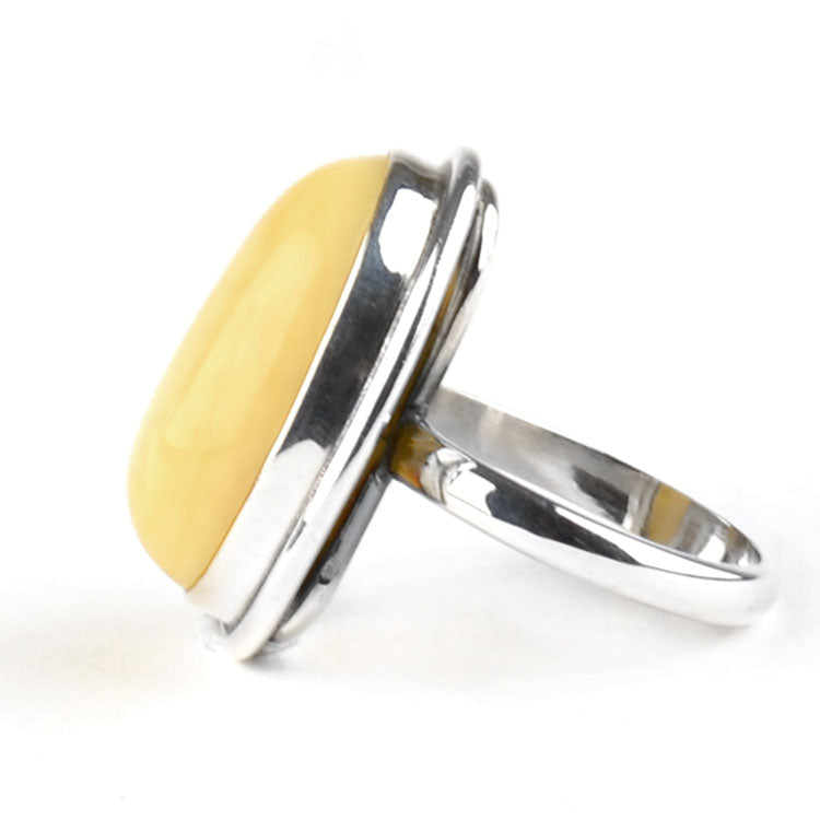 Butterscotch Amber & Silver Ring