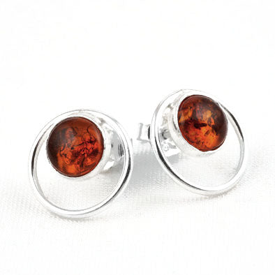 Honey Amber Circle Studded Earrings