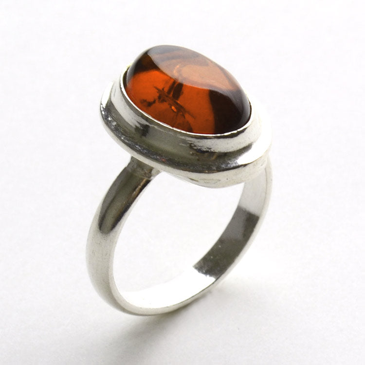 Simple Amber Oval Ring