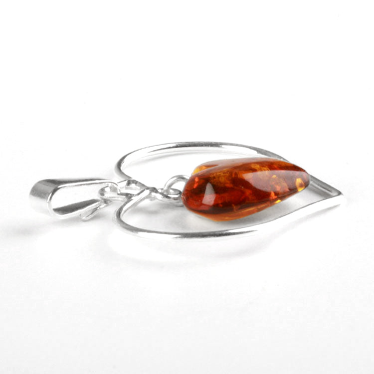 Dangling Heart Amber Pendant