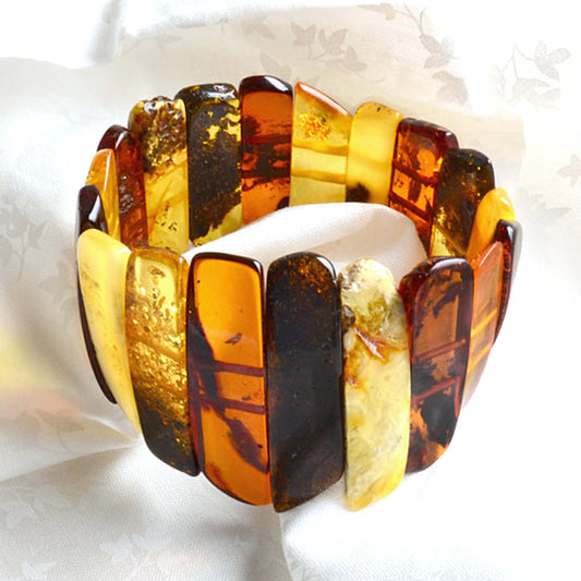 Multi-Stone Amber Stretch Bracelet