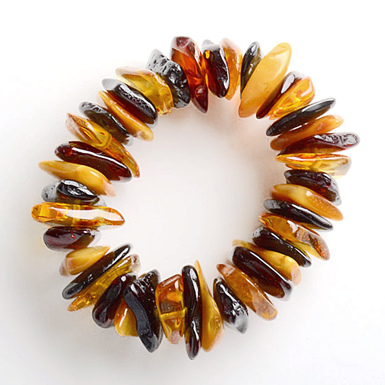 Multi-Colored Amber Chip Bracelet