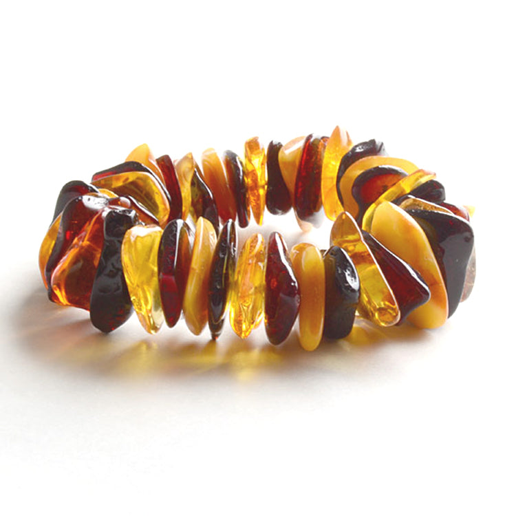 Multi-Colored Amber Chip Bracelet