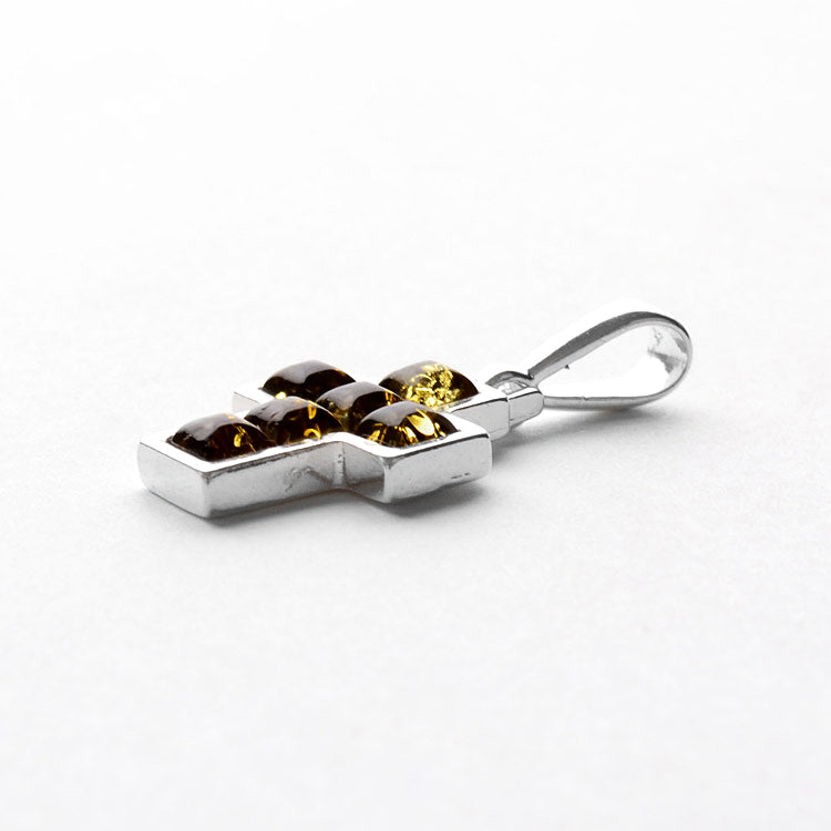 Green Amber Cross Pendant