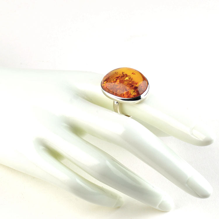 Honey Amber Bezel Ring