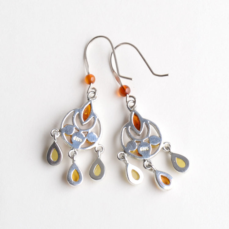 Dangling Amber & Silver Earrings