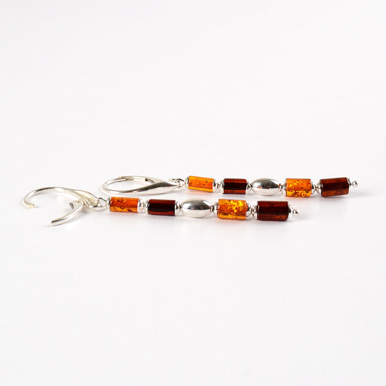 Simply Sleek Amber & Silver Earrings