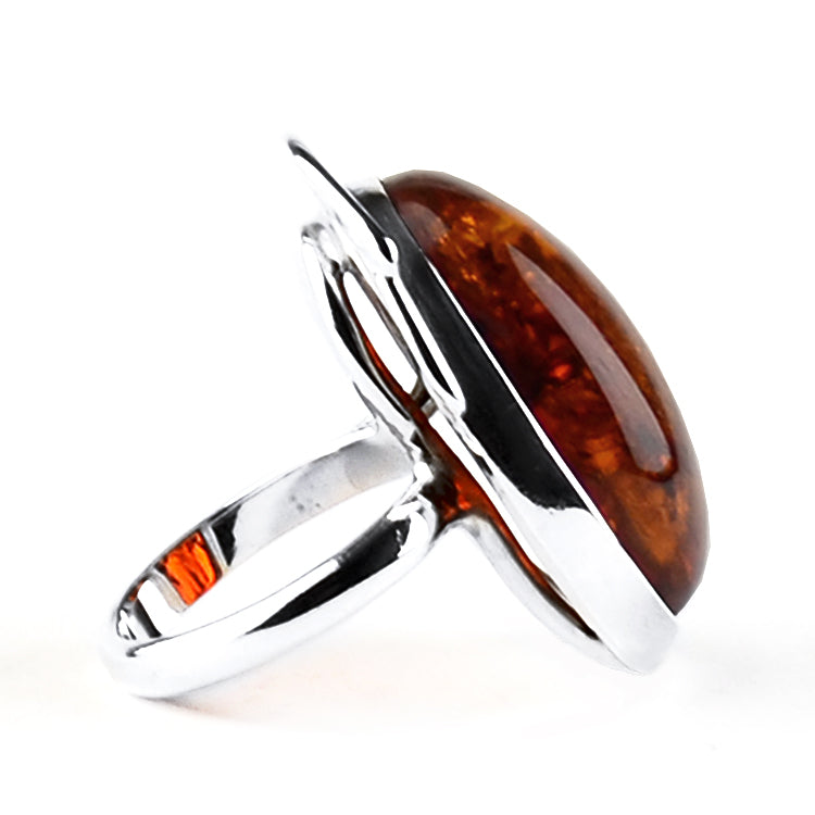 Genuine Baltic Amber Cognac Color Ring