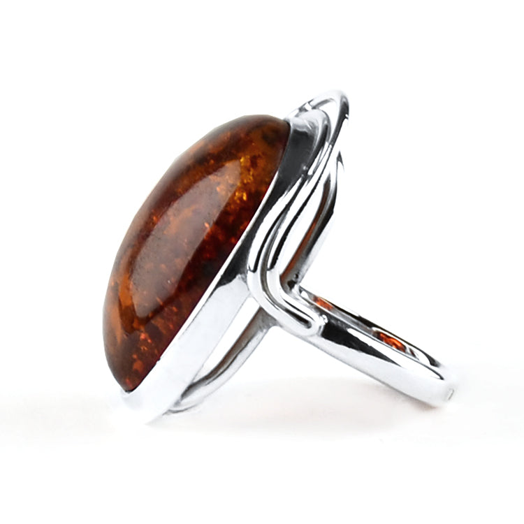 Genuine Baltic Amber Cognac Color Ring