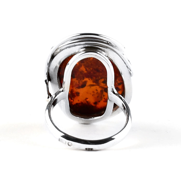 Genuine Baltic Amber Cognac Color Ring