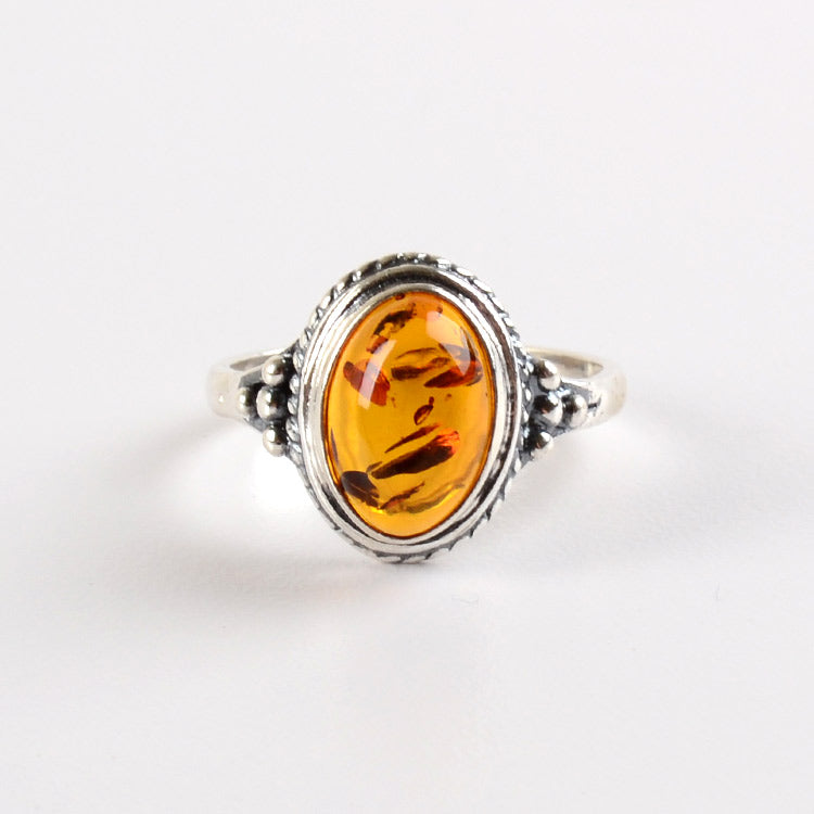 Lovely Amber & Silver Ring