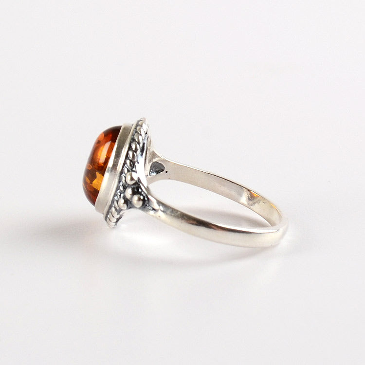 Lovely Amber & Silver Ring