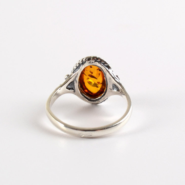 Lovely Amber & Silver Ring