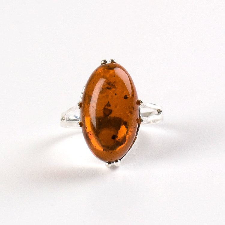 Cognac Amber Oval Ring