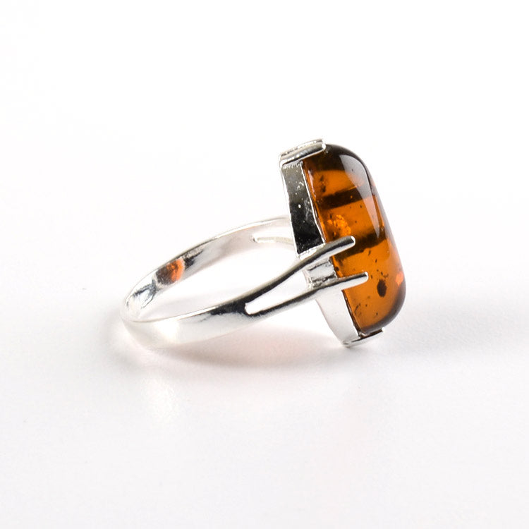 Cognac Amber Oval Ring