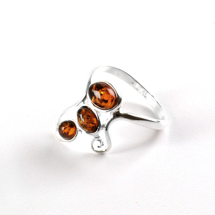 Delightful Three Amber Stones Ring