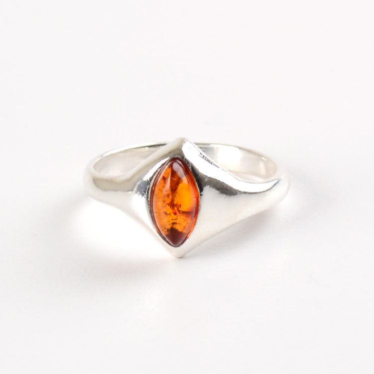 Simple Silver Ring with Amber