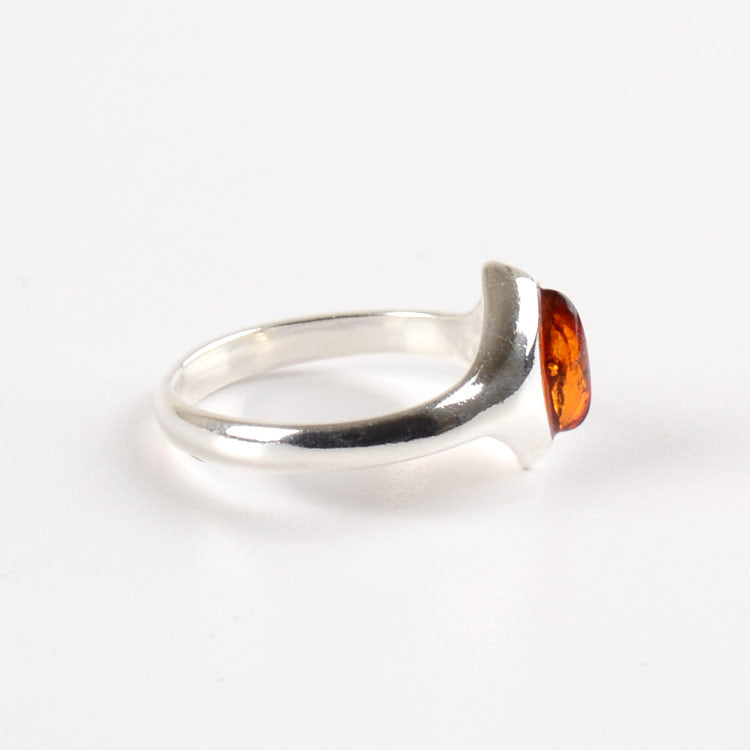 Simple Silver Ring with Amber