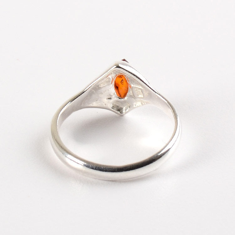 Simple Silver Ring with Amber