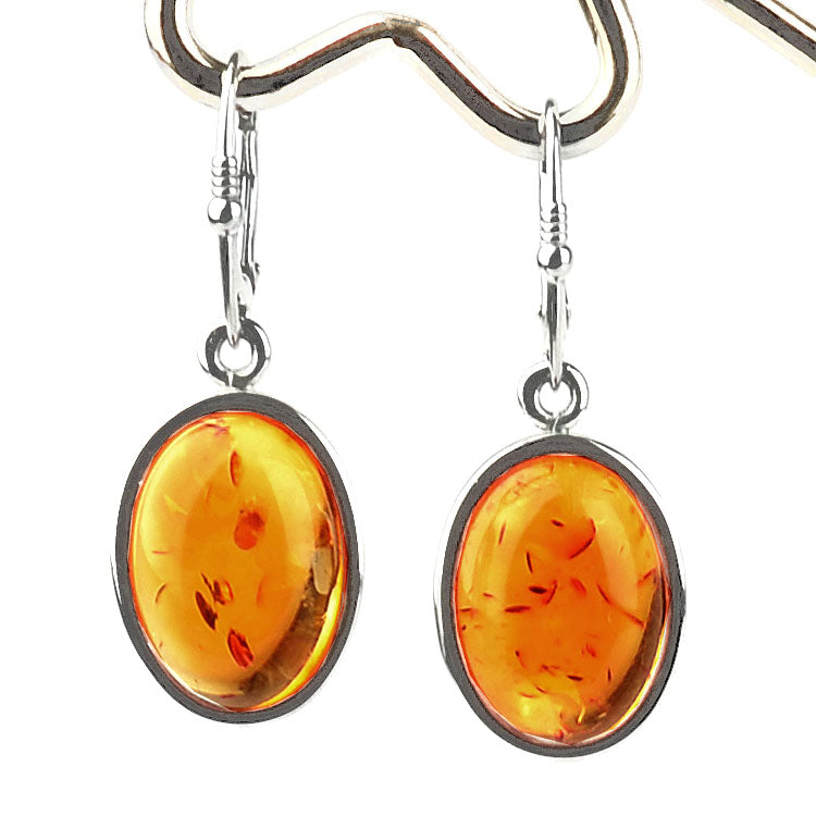 Classic Honey Amber Silver Earrings