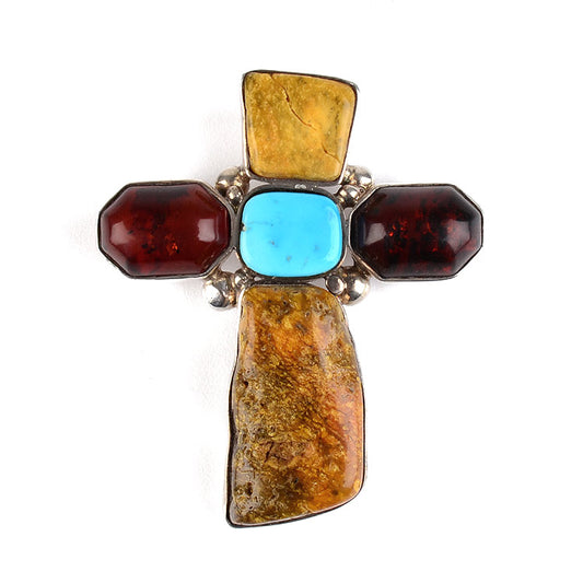 As-is One-of-a-kind Vintage Amber Cross Pendant