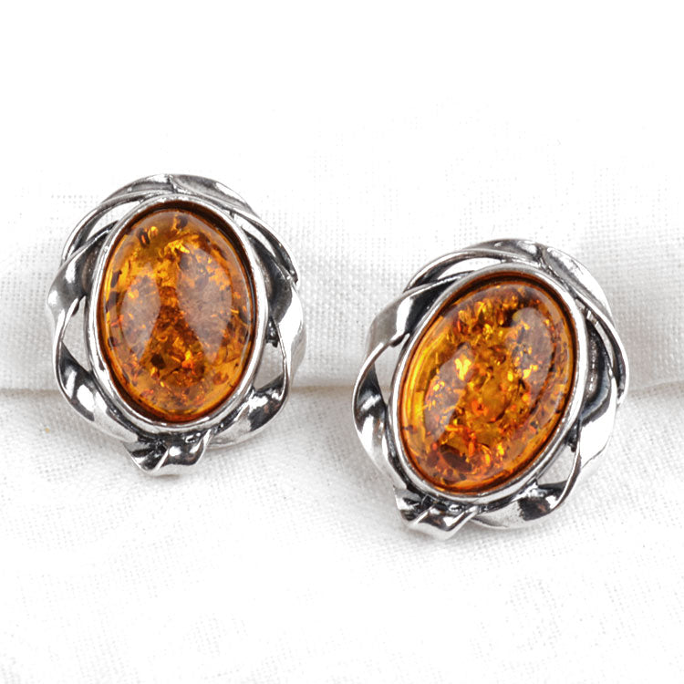 Amber Elegance Clip-On Earrings
