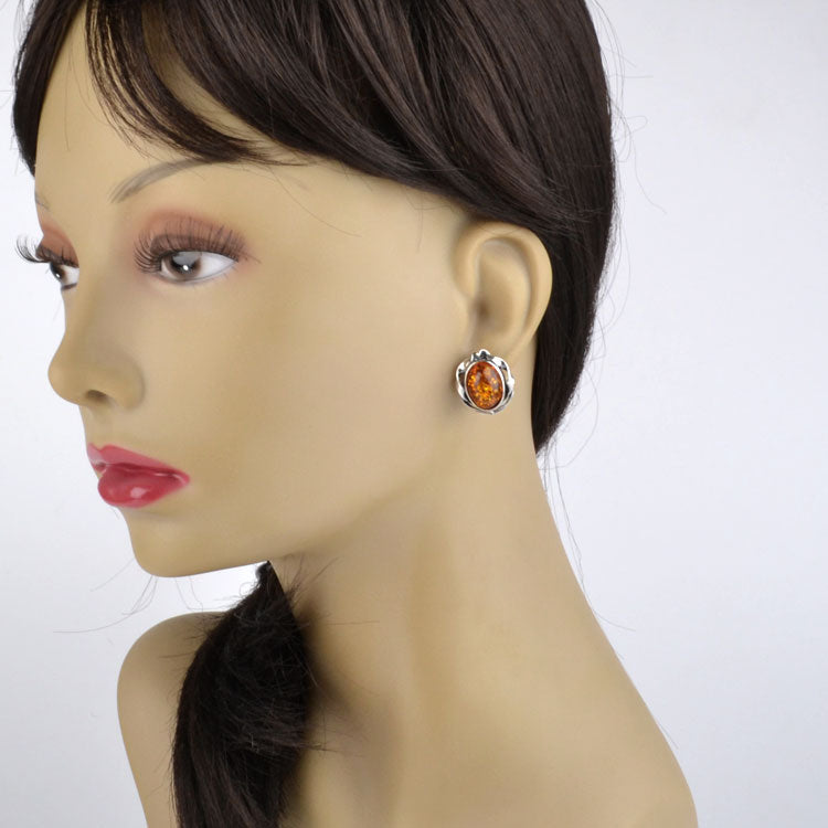 Amber Elegance Clip-On Earrings