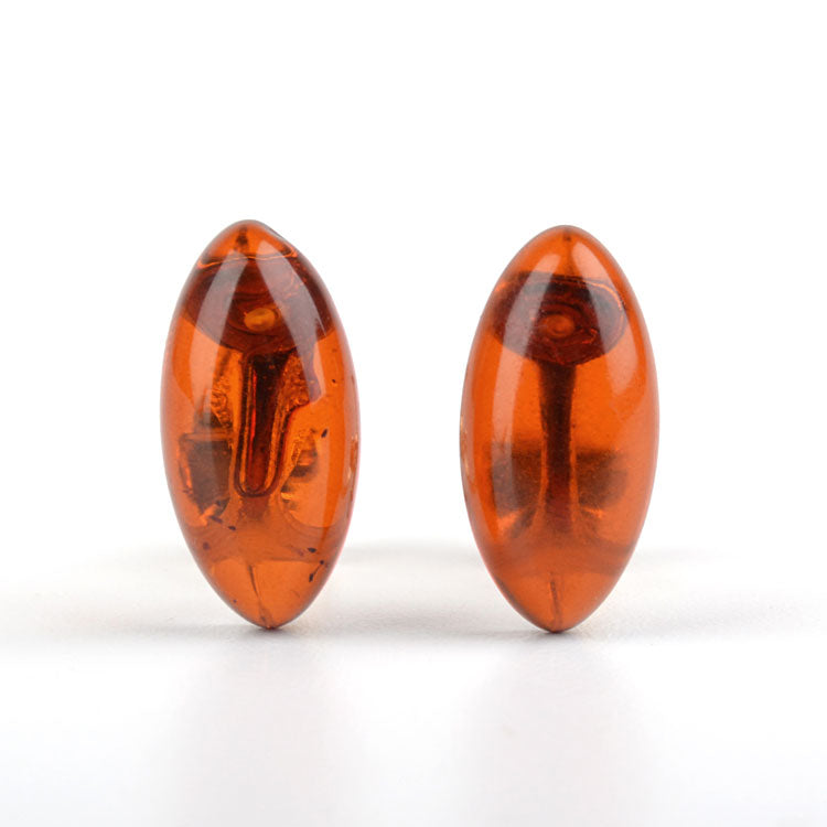 Sleek Amber Oval Clip On Earrings