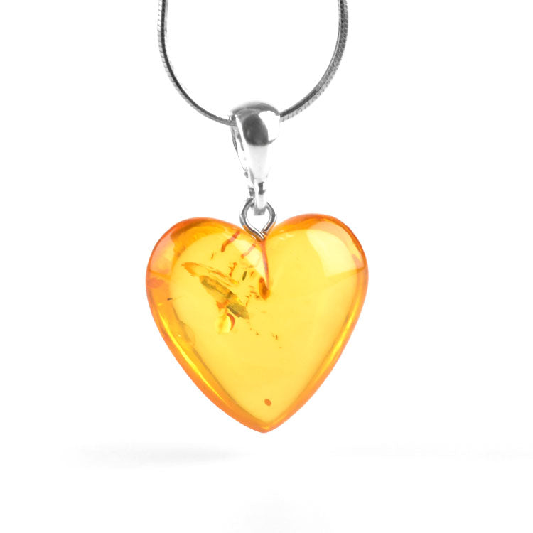 Genuine Citrine Amber Heart Pendant