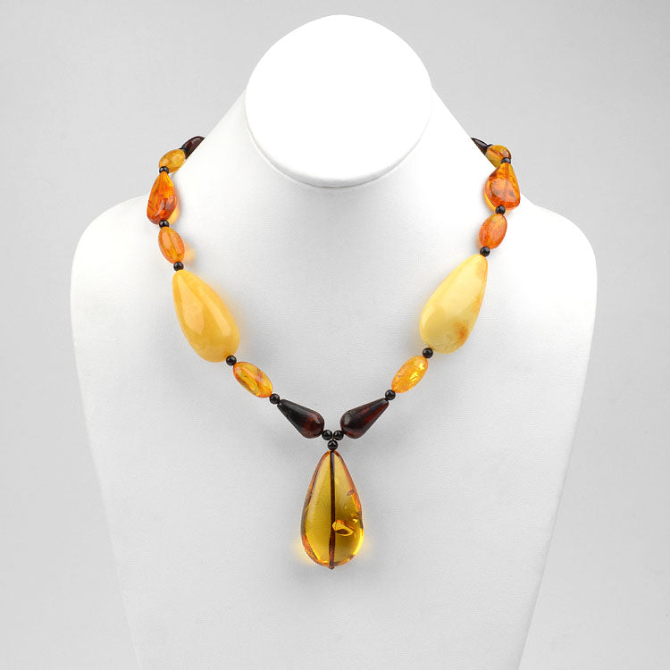 Elegant Amber Teardrops Necklace