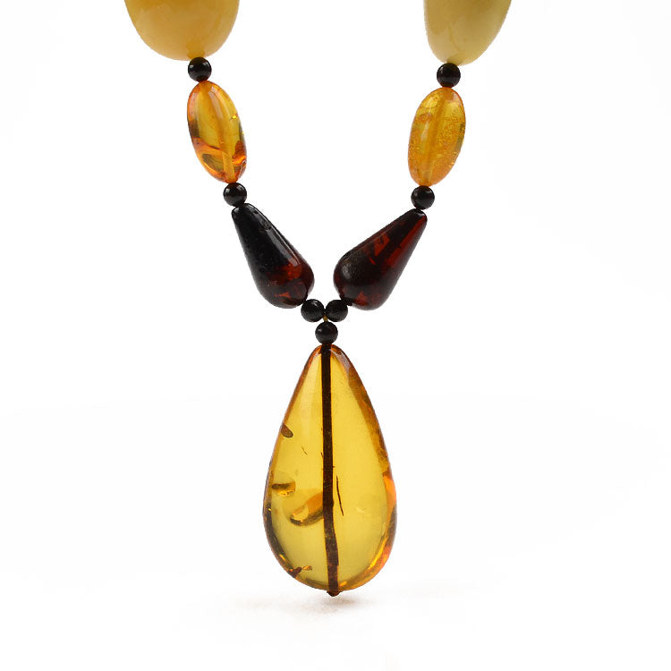 Elegant Amber Teardrops Necklace