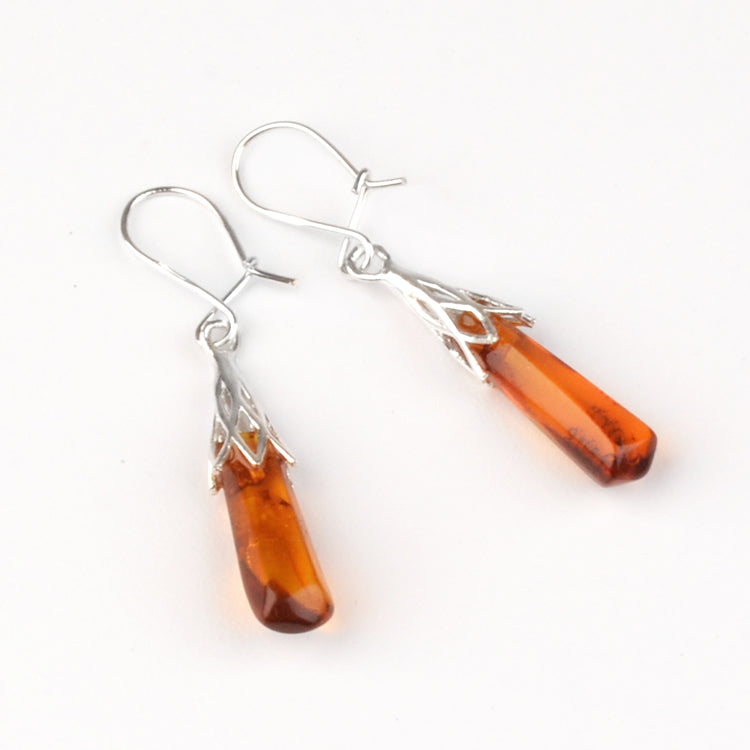 Modern Amber Drop Earrings